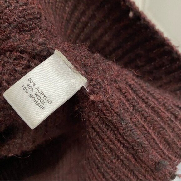 St John Sweater Jacket Cable Braided Knit Zip Up Mohair Wool Red Maroon Large • - Picture 4 of 6